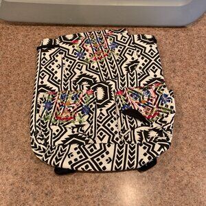 Angie Canvas Embroidered skull drawstring backpack purse NEW